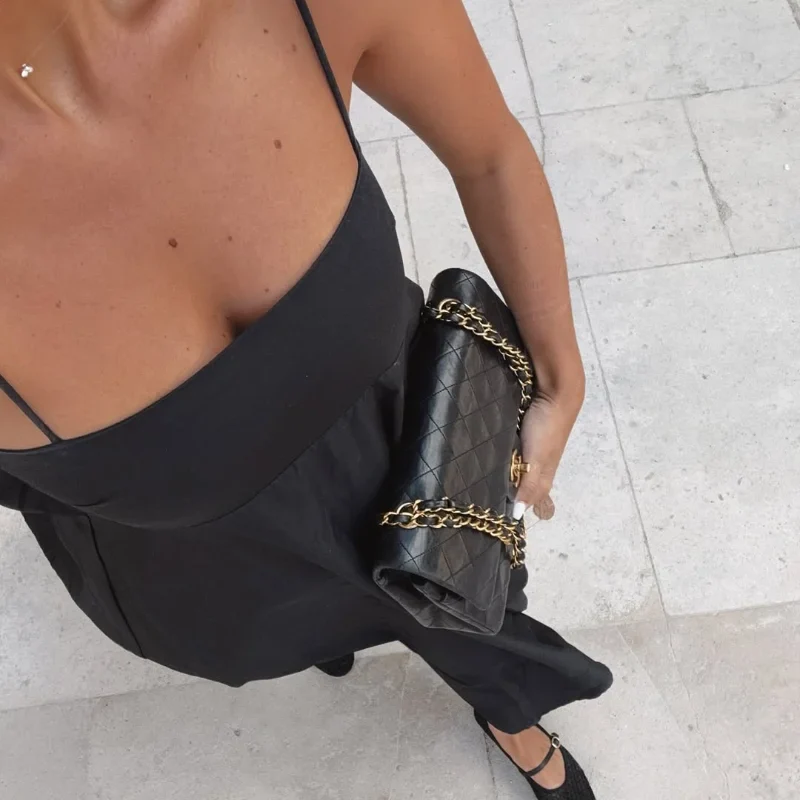 Black Backless Long Dress - SCFUDI