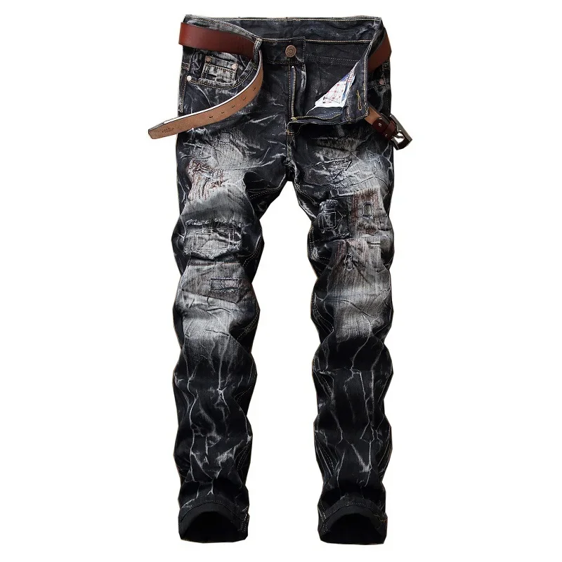 Men Patchwork Ripped Jeans - SCFUDI