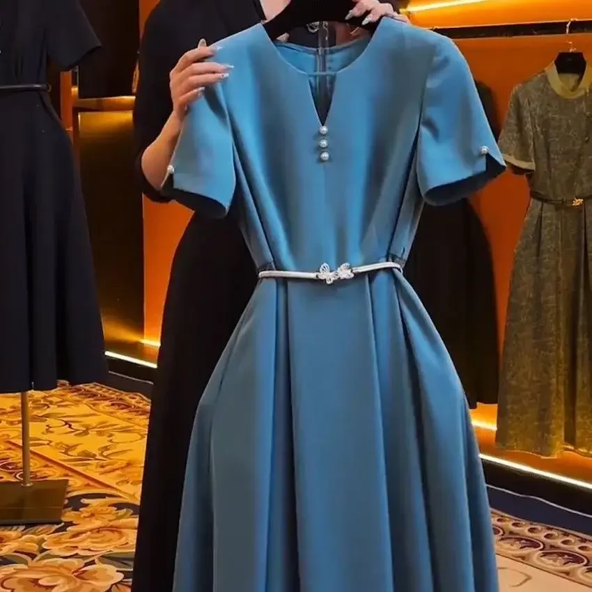Elegant Blue Long Dress - SCFUDI