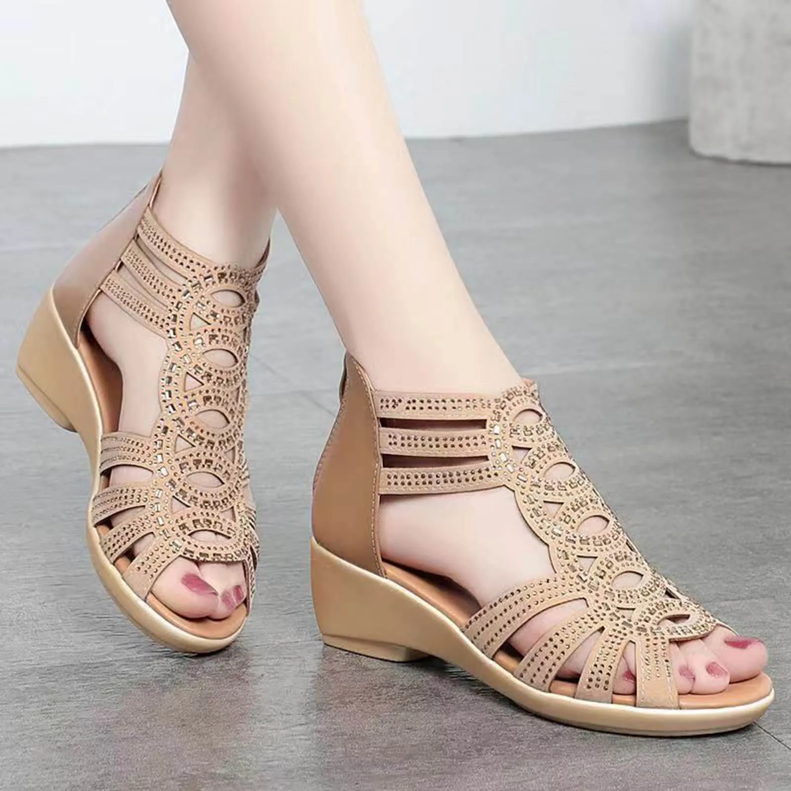 Open Toe Wedge Sandals - SCFUDI