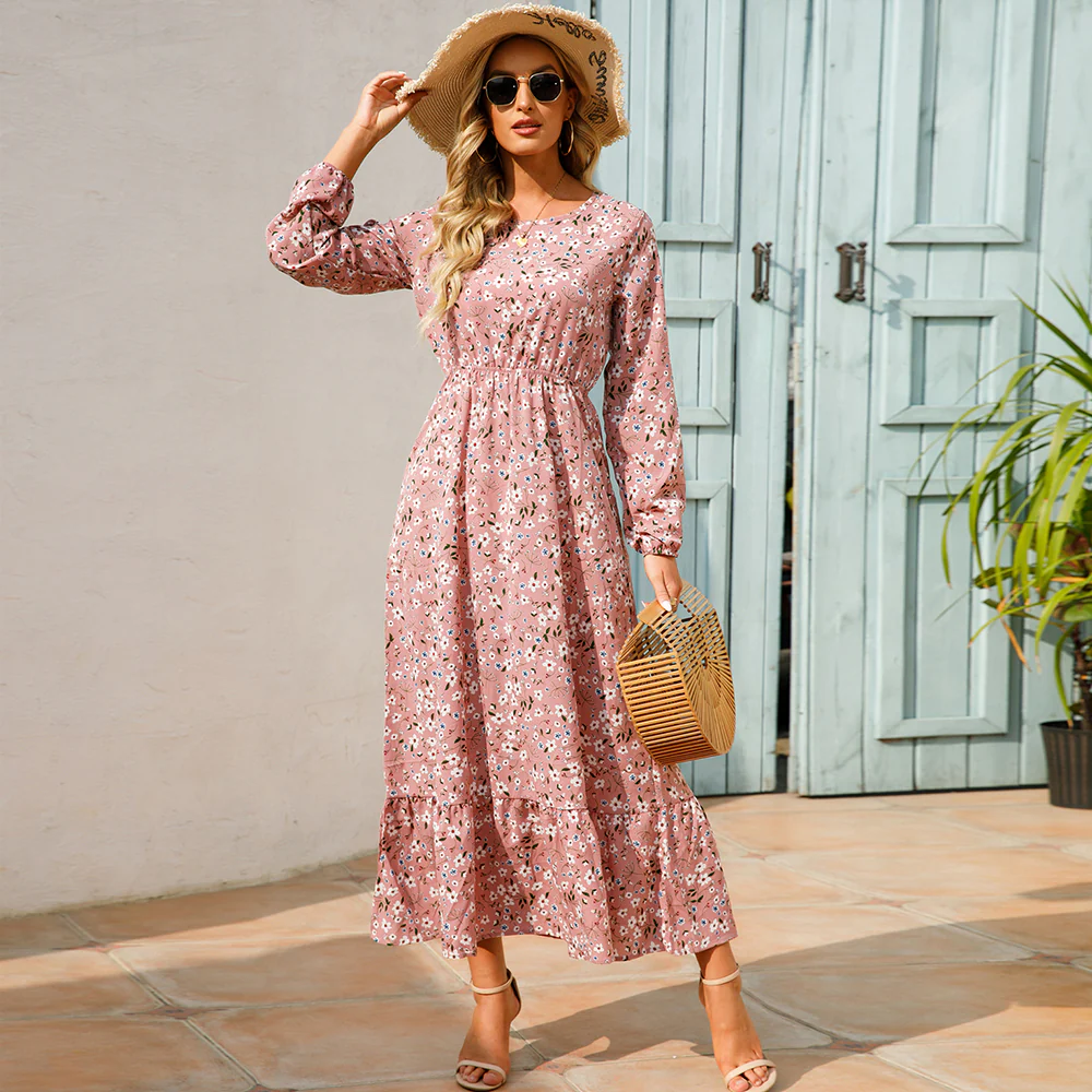 Floral Bohemian Chiffon Maxi Dress - SCFUDI