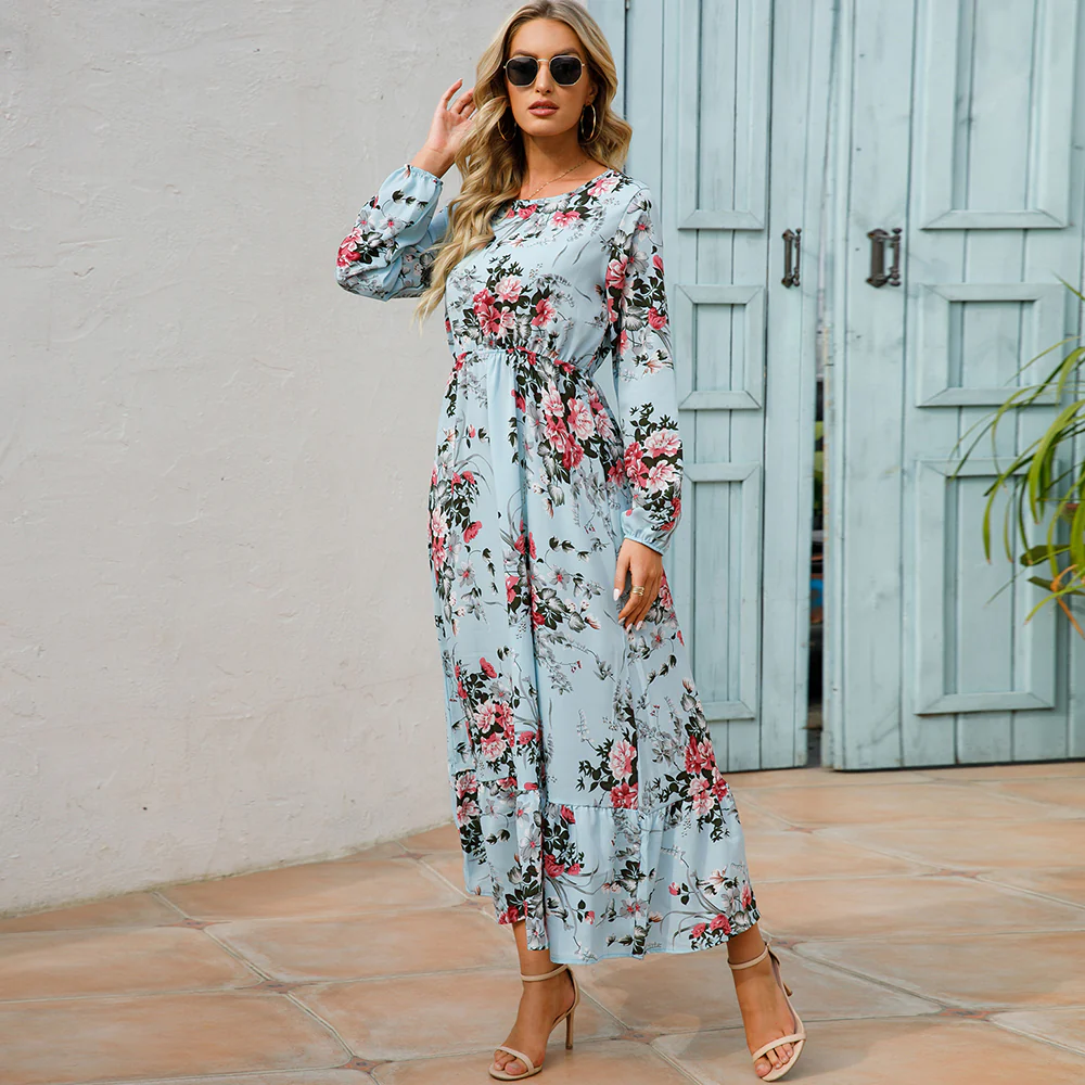 Floral Bohemian Chiffon Maxi Dress - SCFUDI