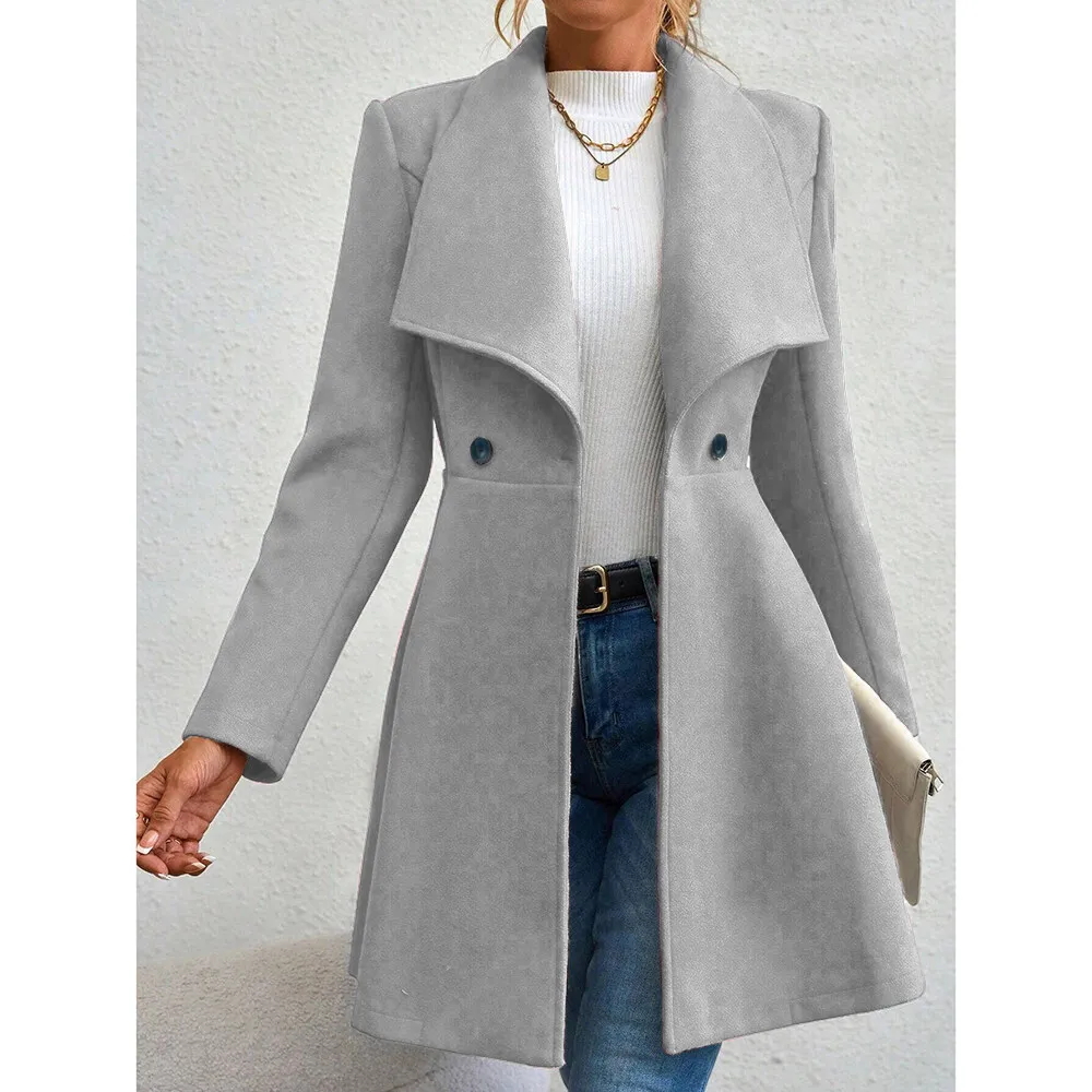 Women's Winter Lapel Button-Up Coat - SCFUDI
