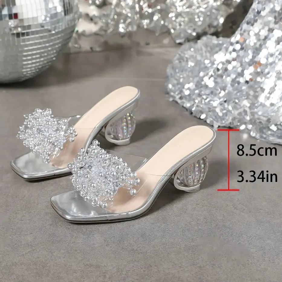 Diamond Embellished Mules Sandals - SCFUDI