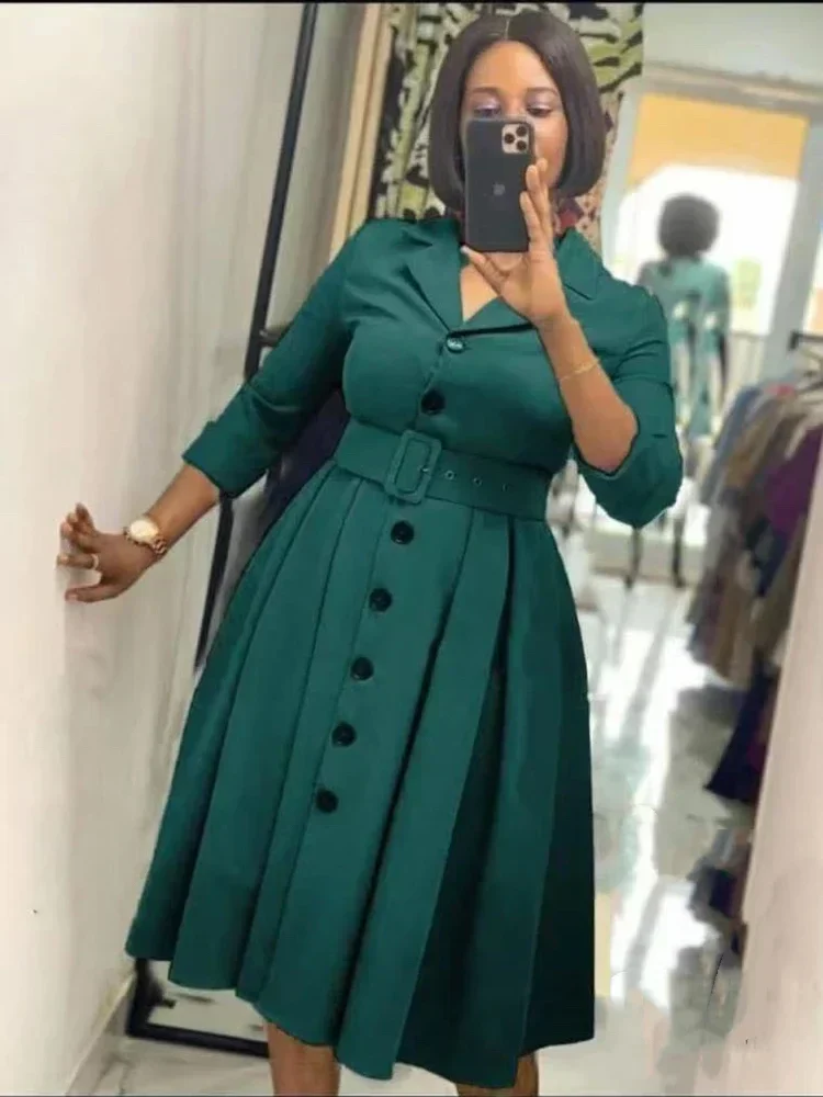 Elegant Office Midi Dress - SCFUDI