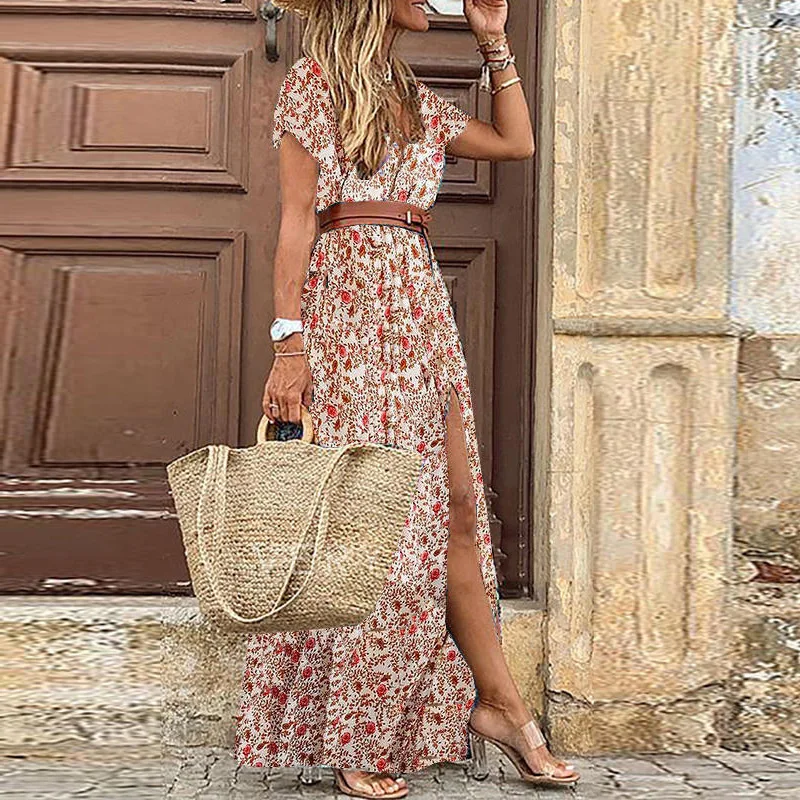Bohemian Floral Summer Maxi Dress - SCFUDI