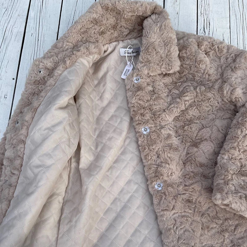 Women's Plush Faux Fur Jacket - SCFUDI