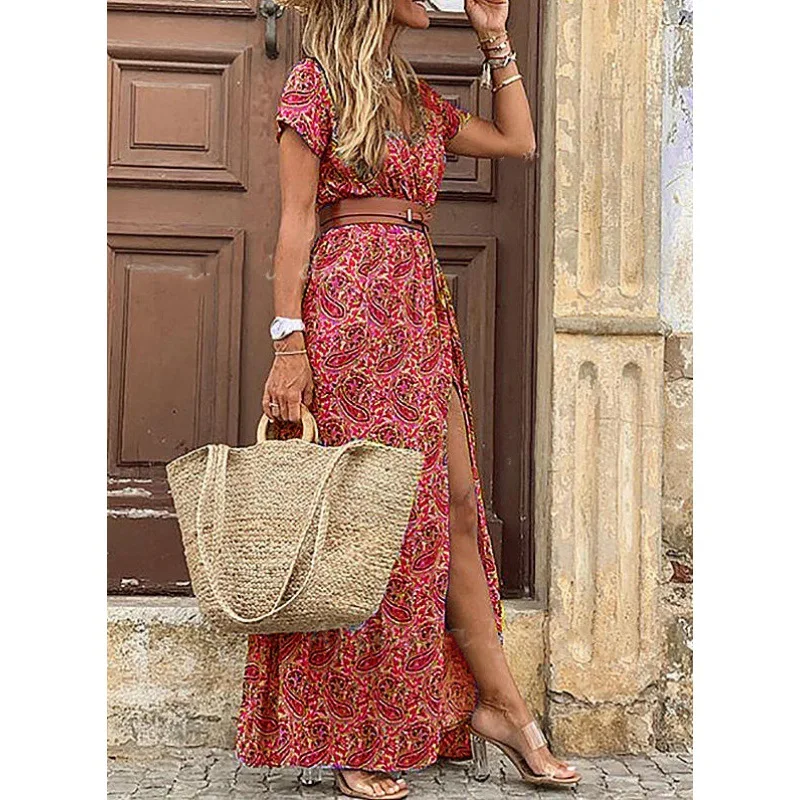 Bohemian Floral Summer Maxi Dress - SCFUDI