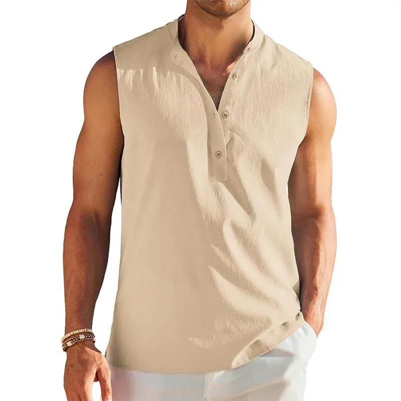 Men's Casual Henley Tank - SCFUDI