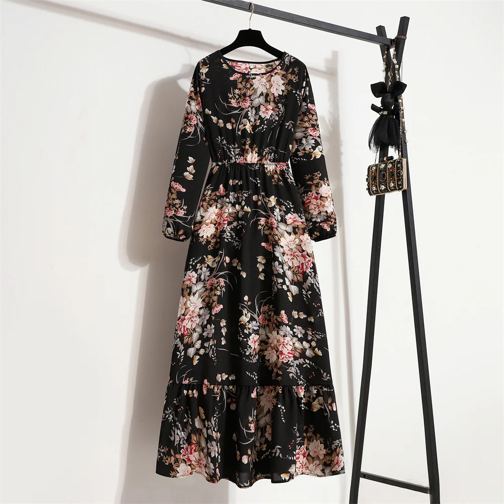 Floral Bohemian Chiffon Maxi Dress - SCFUDI