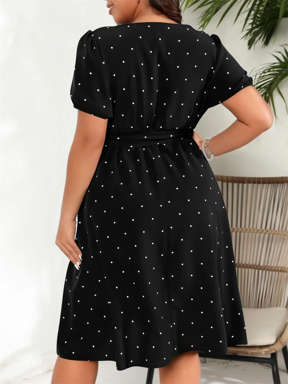 Plus Size Polka Dot Dress - SCFUDI