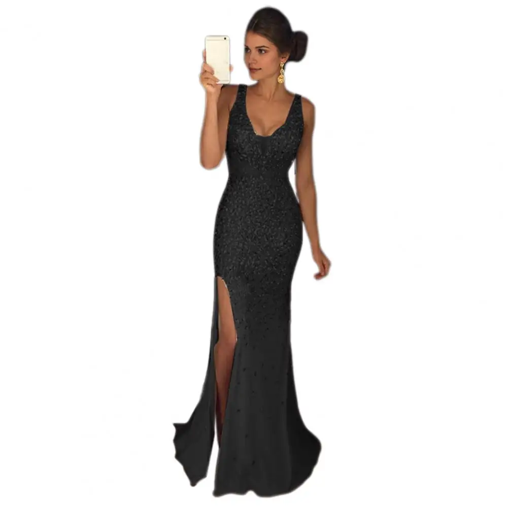 Sequin Mesh Evening Party Dress - SCFUDI