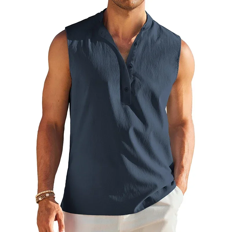 Men's Casual Henley Tank - SCFUDI