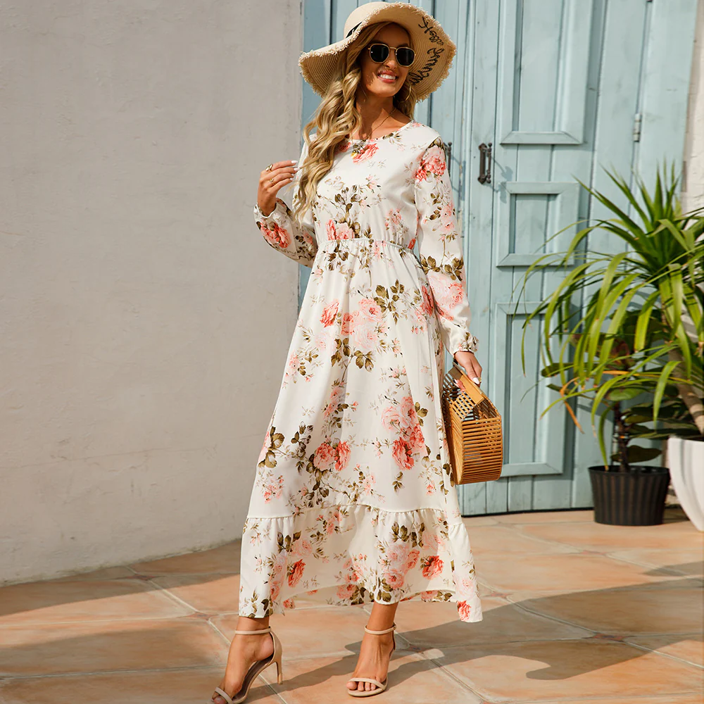 Floral Bohemian Chiffon Maxi Dress - SCFUDI