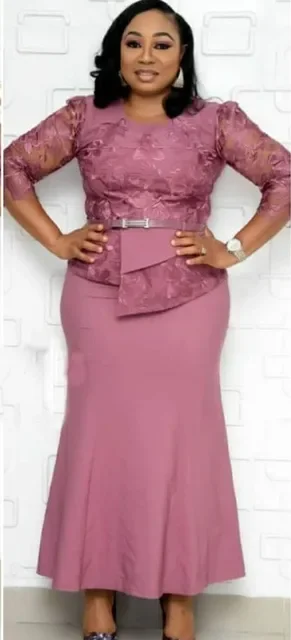 Plus Size Lace Patchwork Maxi Dress - SCFUDI