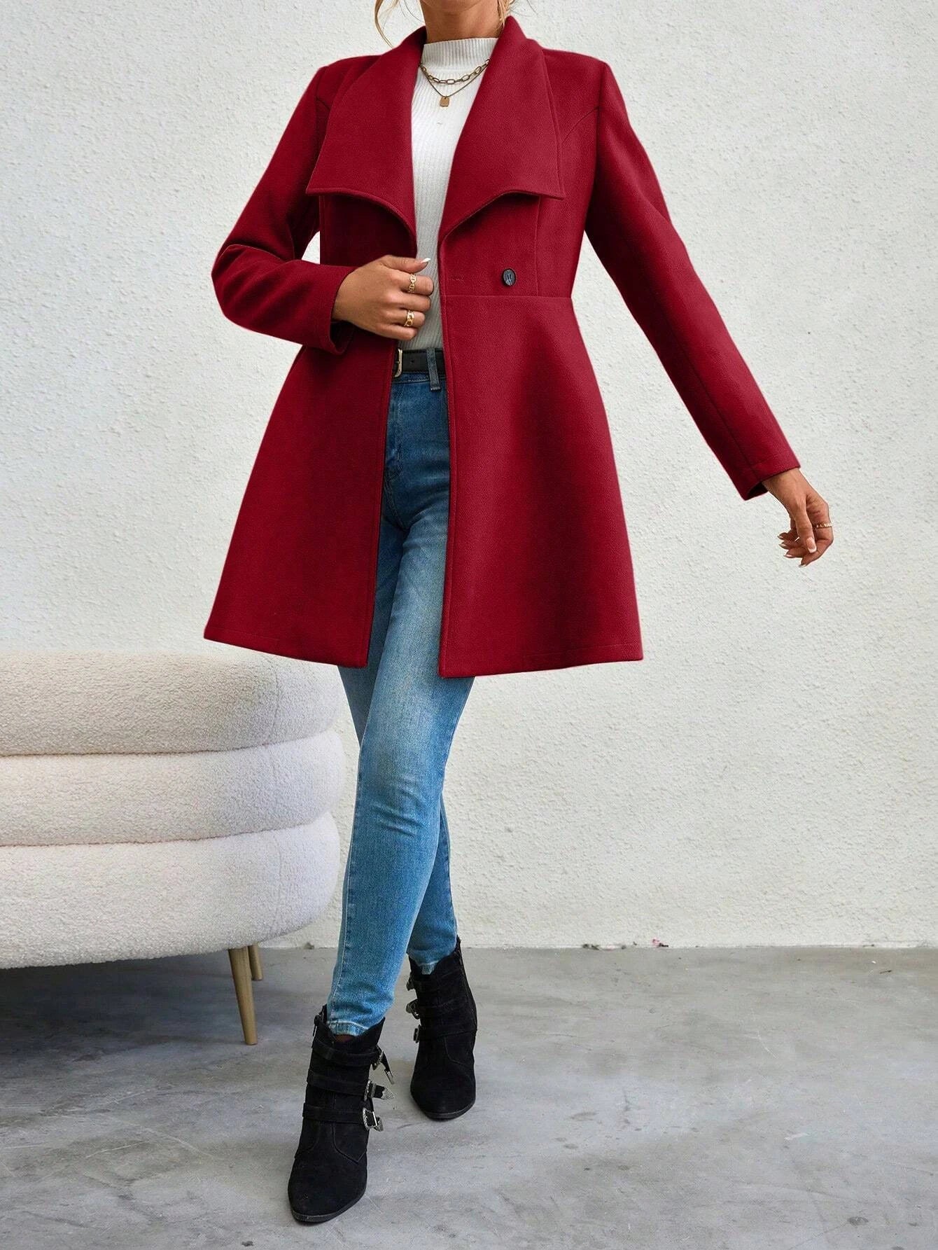Women's Winter Lapel Button-Up Coat - SCFUDI