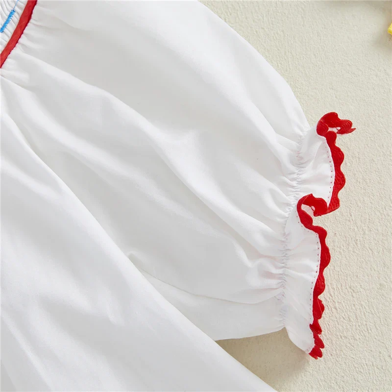 Baby Girl Summer Outfit Set – Apple Embroidery Top & Plaid Shorts - SCFUDI