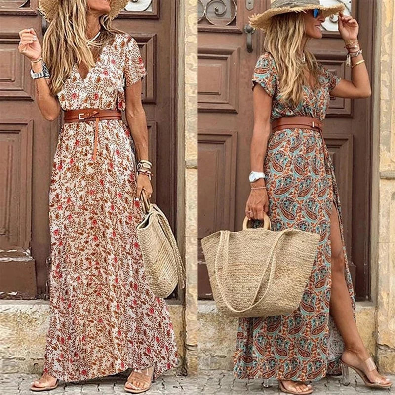 Bohemian Floral Summer Maxi Dress - SCFUDI