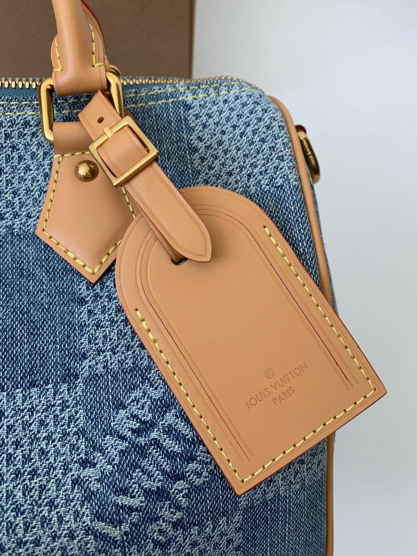 L*V The new SPEEDY 25bandouli ère tannin denim handbag N40700 Size:25*15*15cm