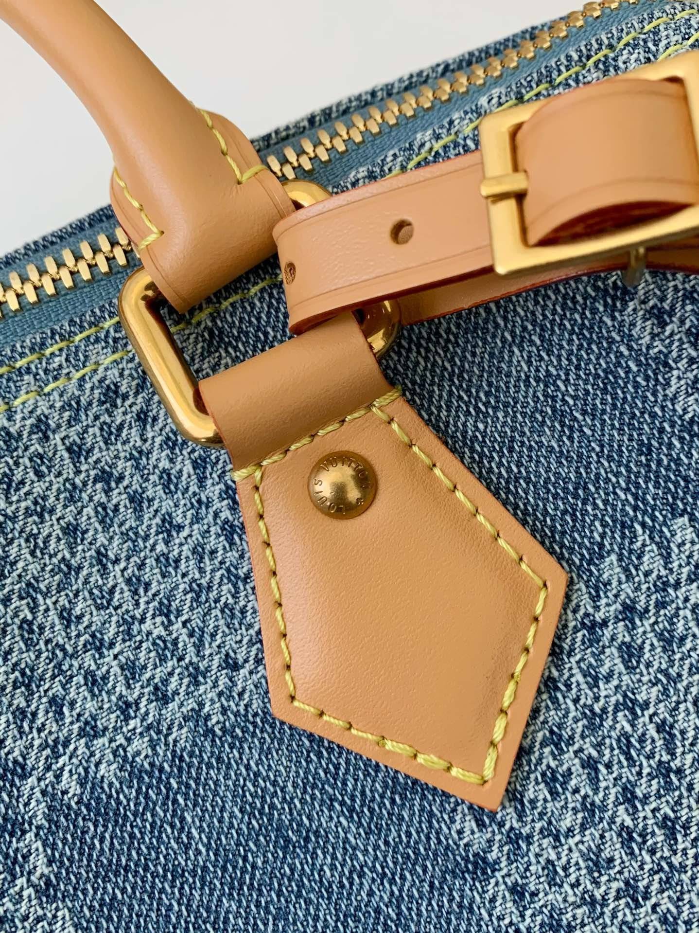 L*V The new SPEEDY 25bandouli ère tannin denim handbag N40700 Size:25*15*15cm