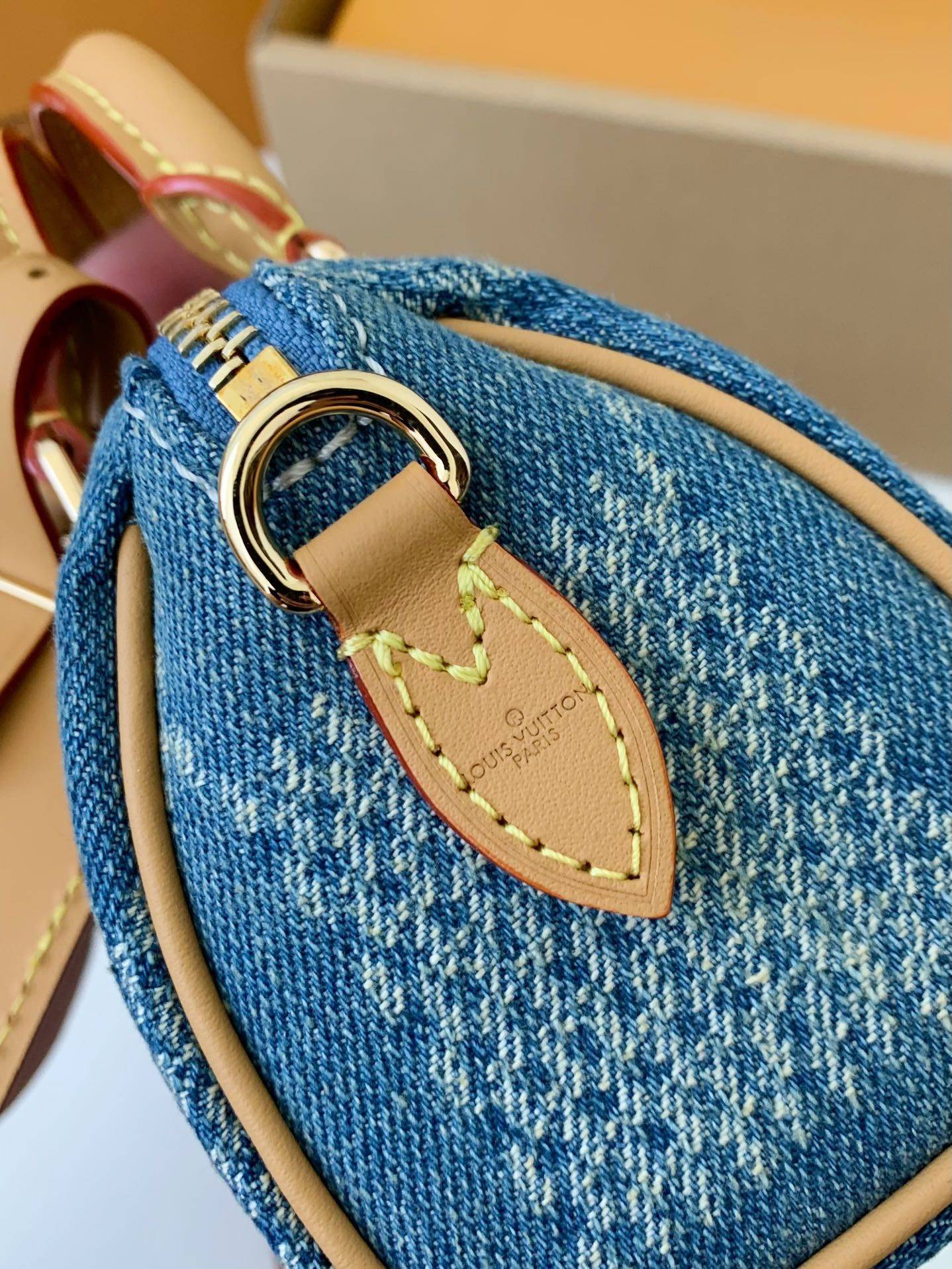 L*V The new SPEEDY 18bandouli ère tannin denim handbag N40682 Size:18*12*10cm
