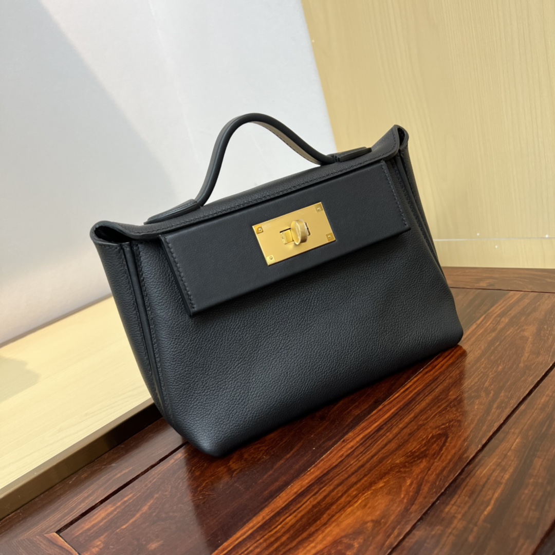 Hermès new Kelly2424mini handmade glacier white evercolor Swift leather size: 21cm