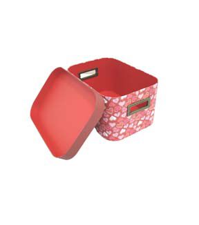 13 Red Hearts Oval Box With Cut Out Handles by Place & Time
