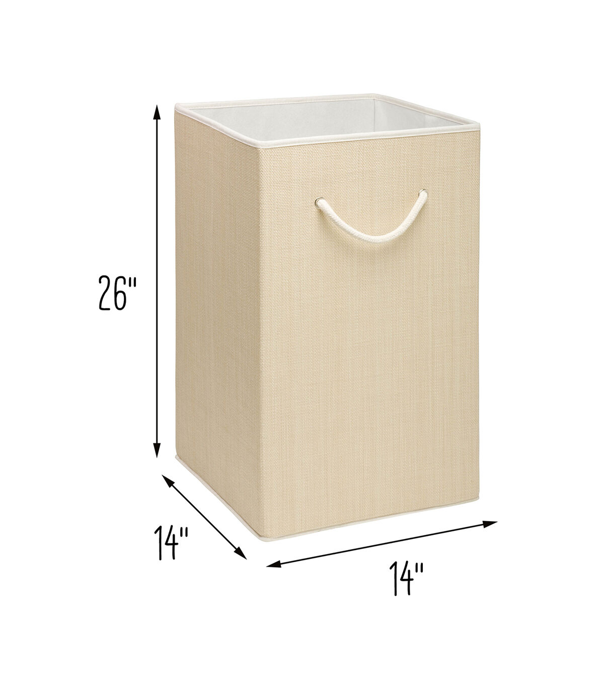 Honey Can Do 14 x 26 Natural Resin Square Laundry Hamper With Handles