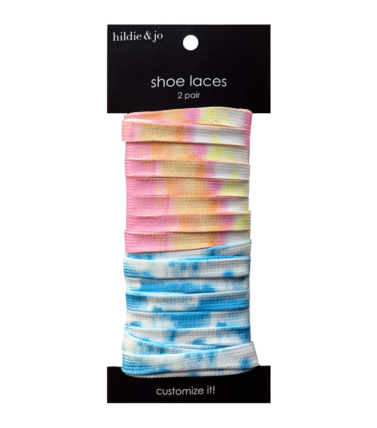 40 Pink & Blue Tie Dyed Shoe Laces 2ct by hildie & jo