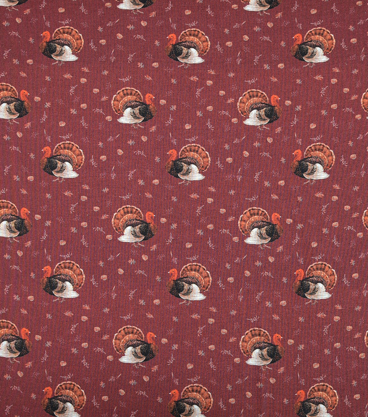 Turkeys On Maroon Cotton Fabric