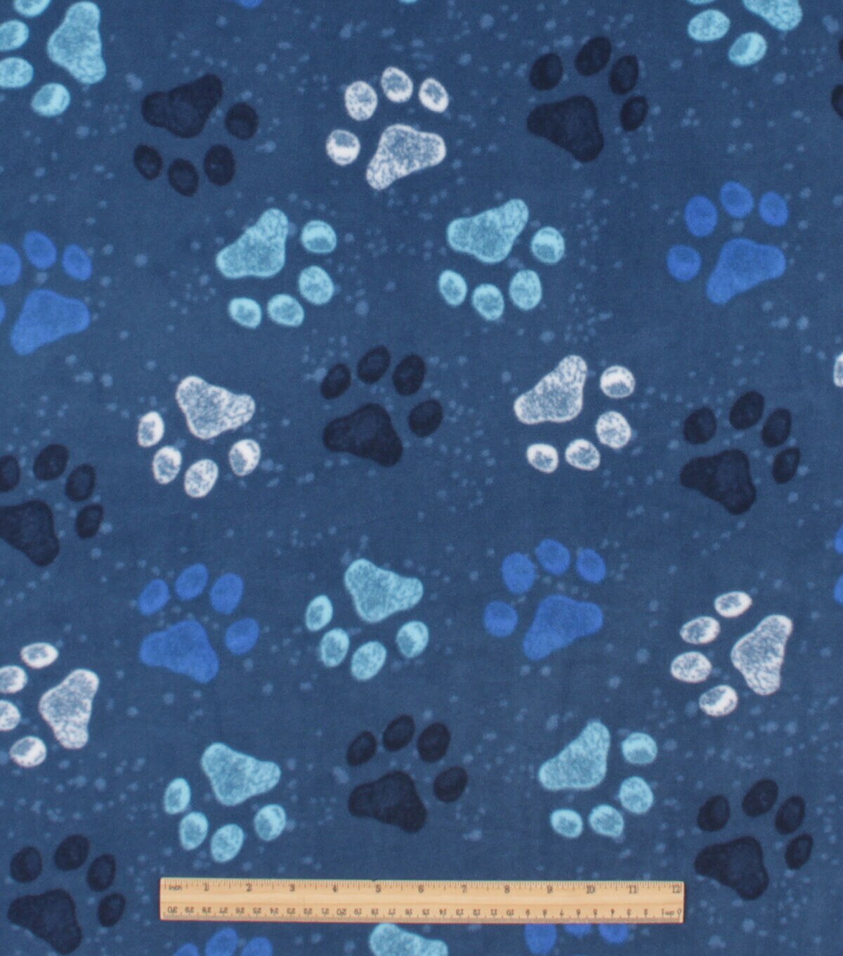 Blue Watercolor Paws Anti Pill Fleece Fabric