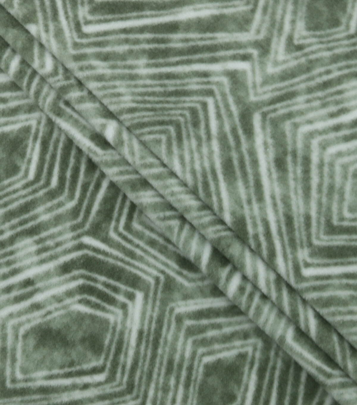 Geometric Shapes on Green Anti Pill Fleece Fabric