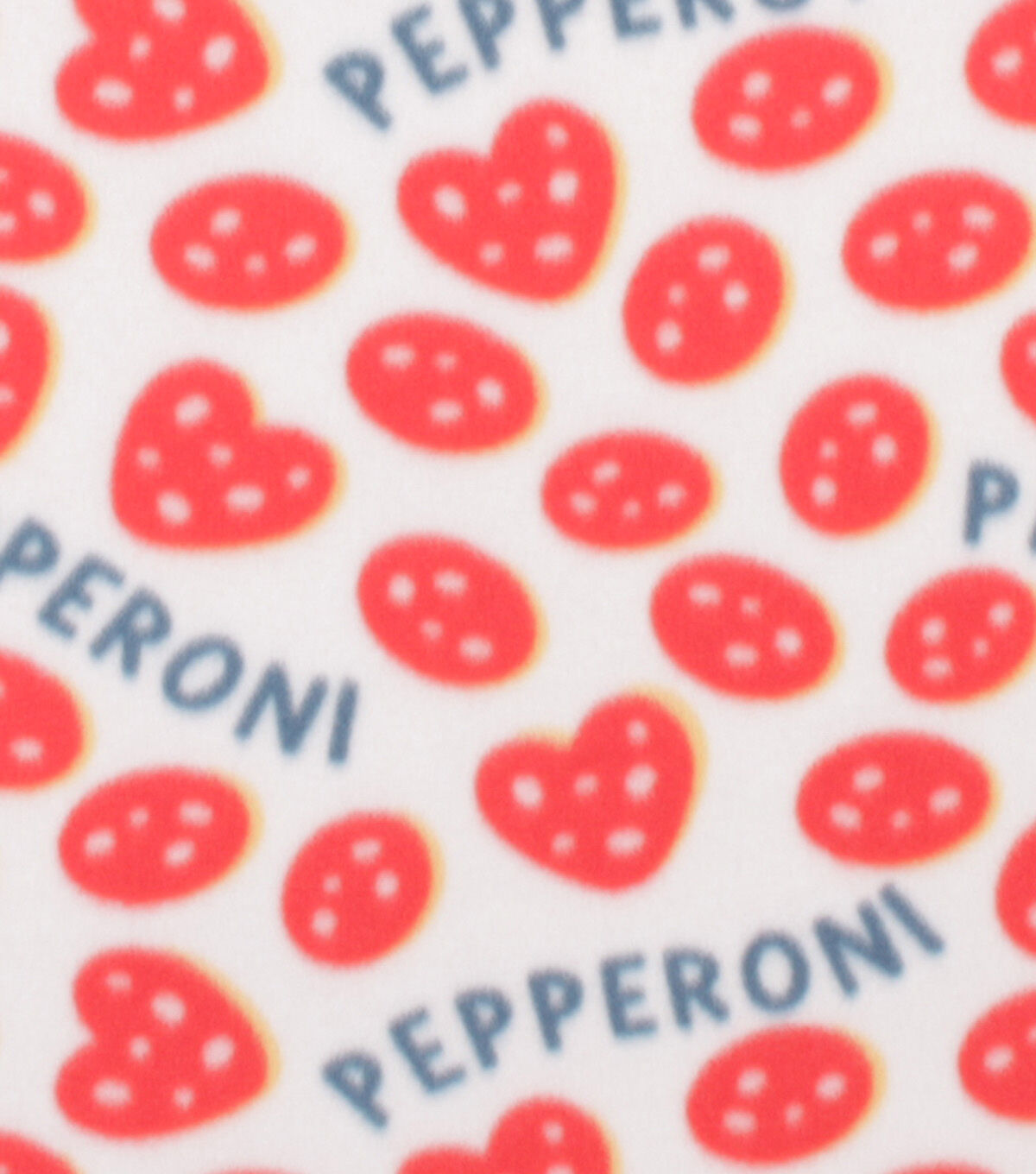 Pepperoni on White Blizzard Fleece Fabric