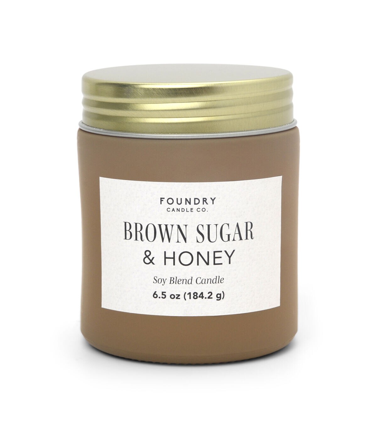 Foundry 6.5oz Frosted Scented Jar Candle With Gold Lid