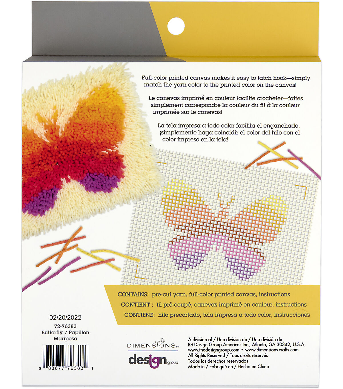 Dimensions Butterfly Fringe Latch Hook Kit 12 x 9