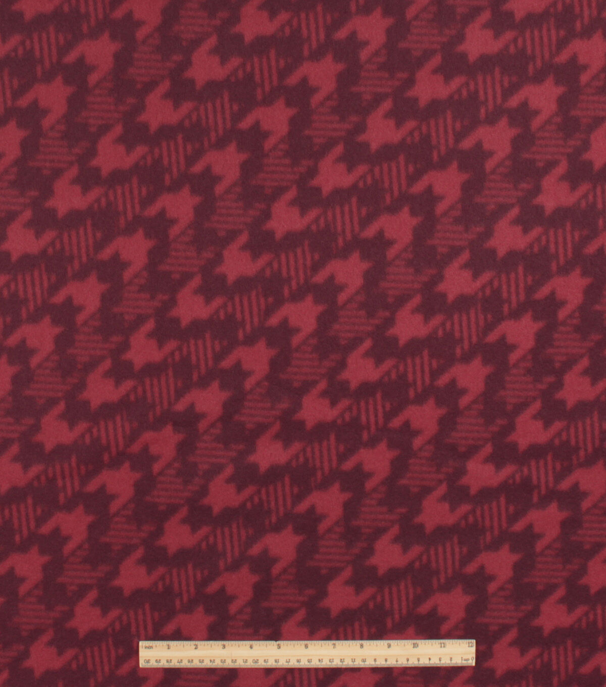 Red Diagonal Houndstooth Blizzard Fleece Fabric