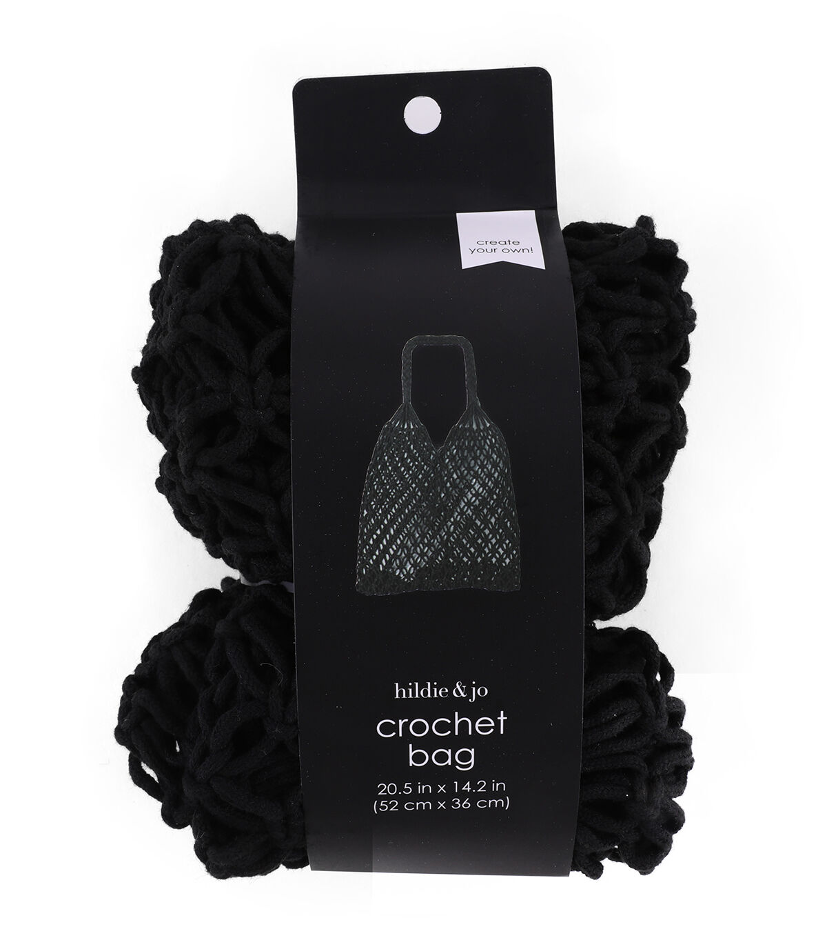 20.5 x 14 Black Crochet Tote Bag by hildie & jo
