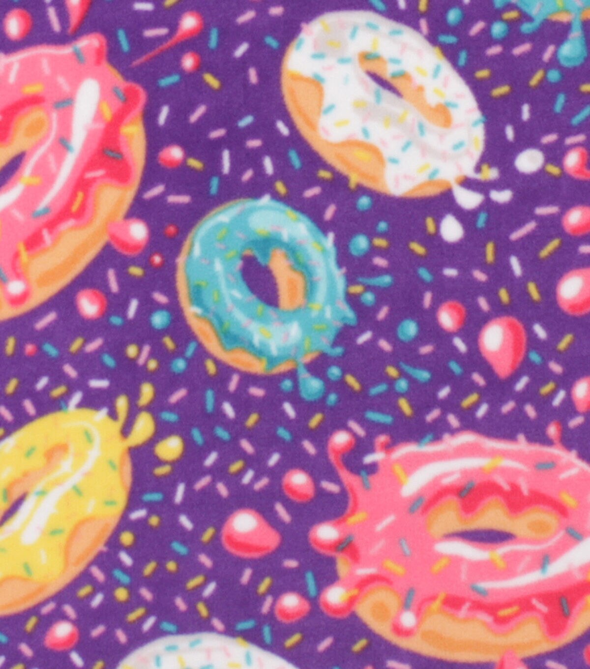 Donuts on Purple Anti Pill Fleece Fabric