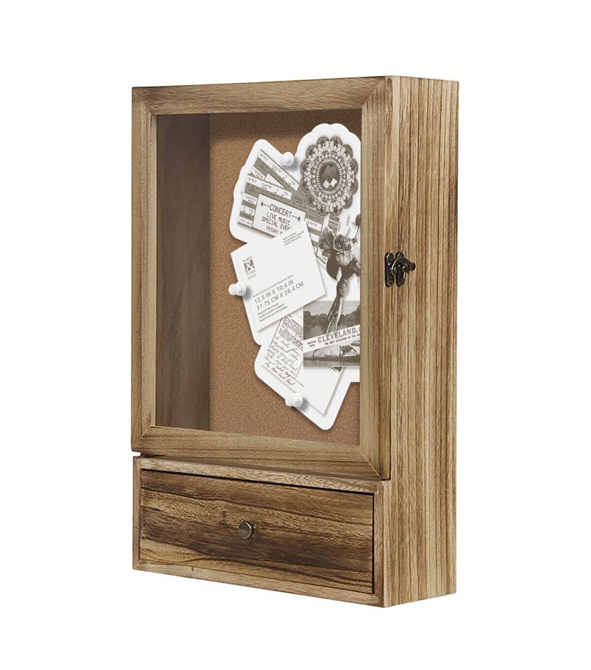 16.5 x 11 Wood Shadow Box With Drawer by Place & Time