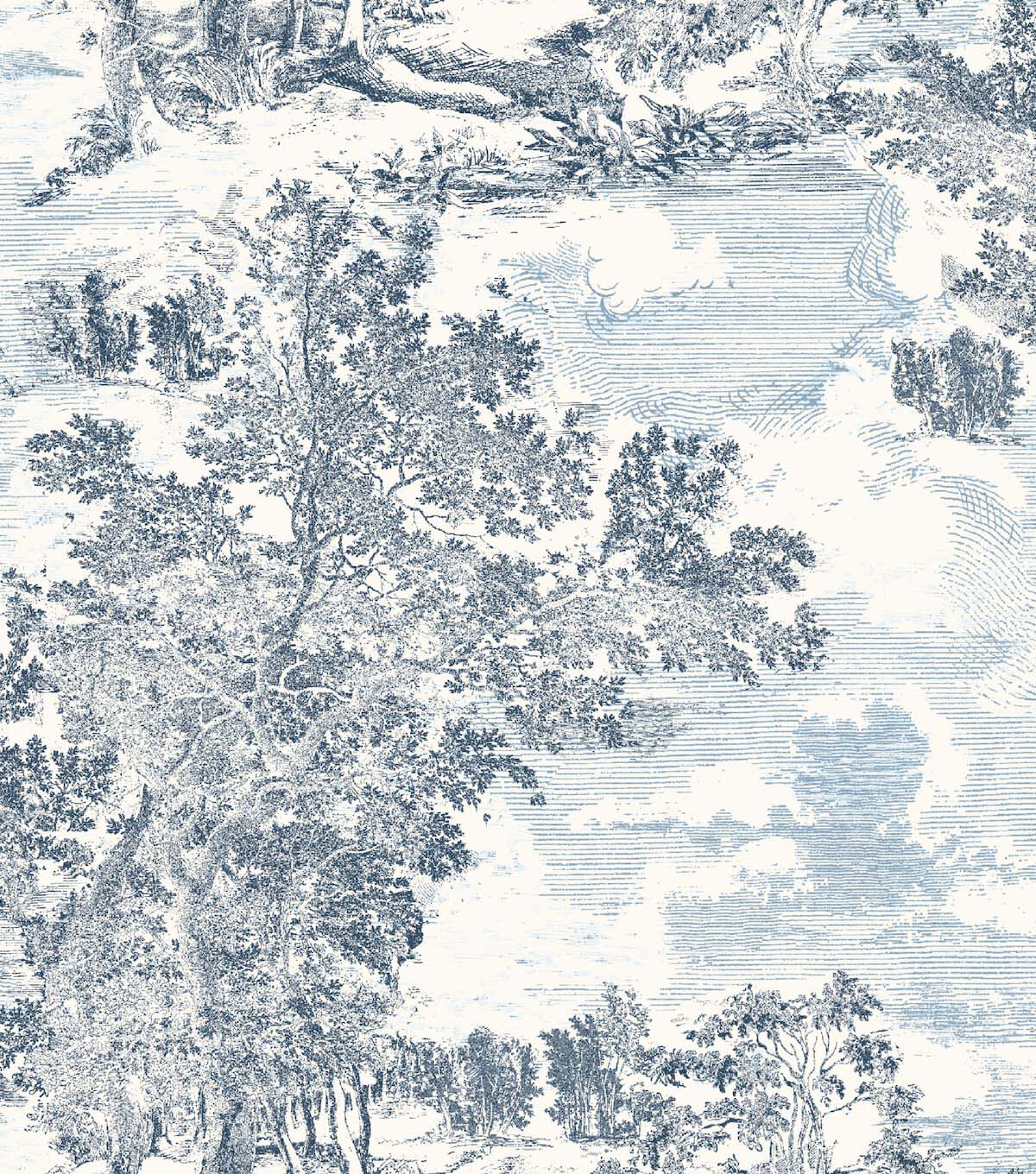 Surface Style 20.5' x 18' Sapphire Serene Scenes Peel & Stick Wallpaper