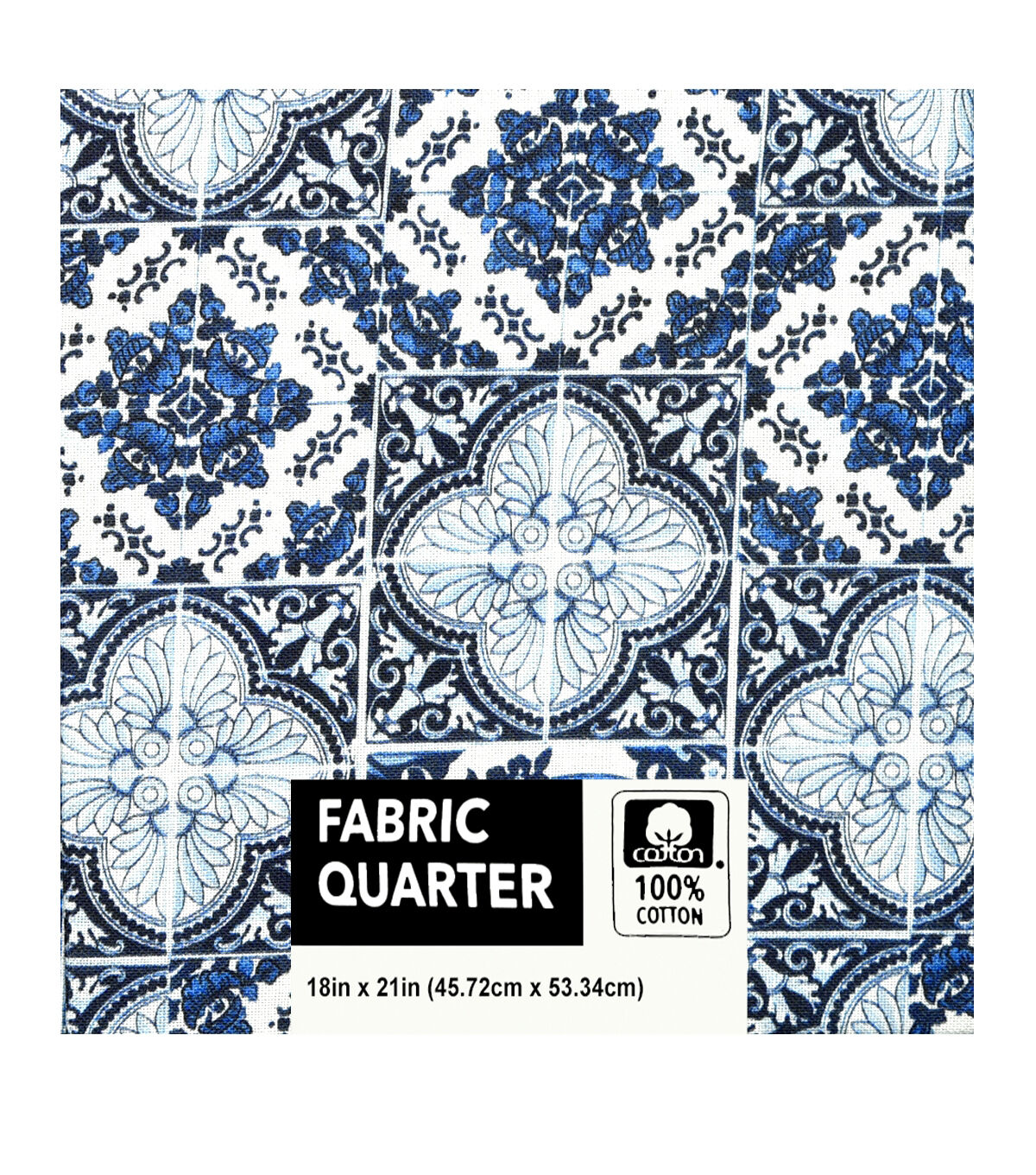 18 x 21 Blue Tiles Quilt Cotton Fabric Quarter 1pc by Keepsake Calico