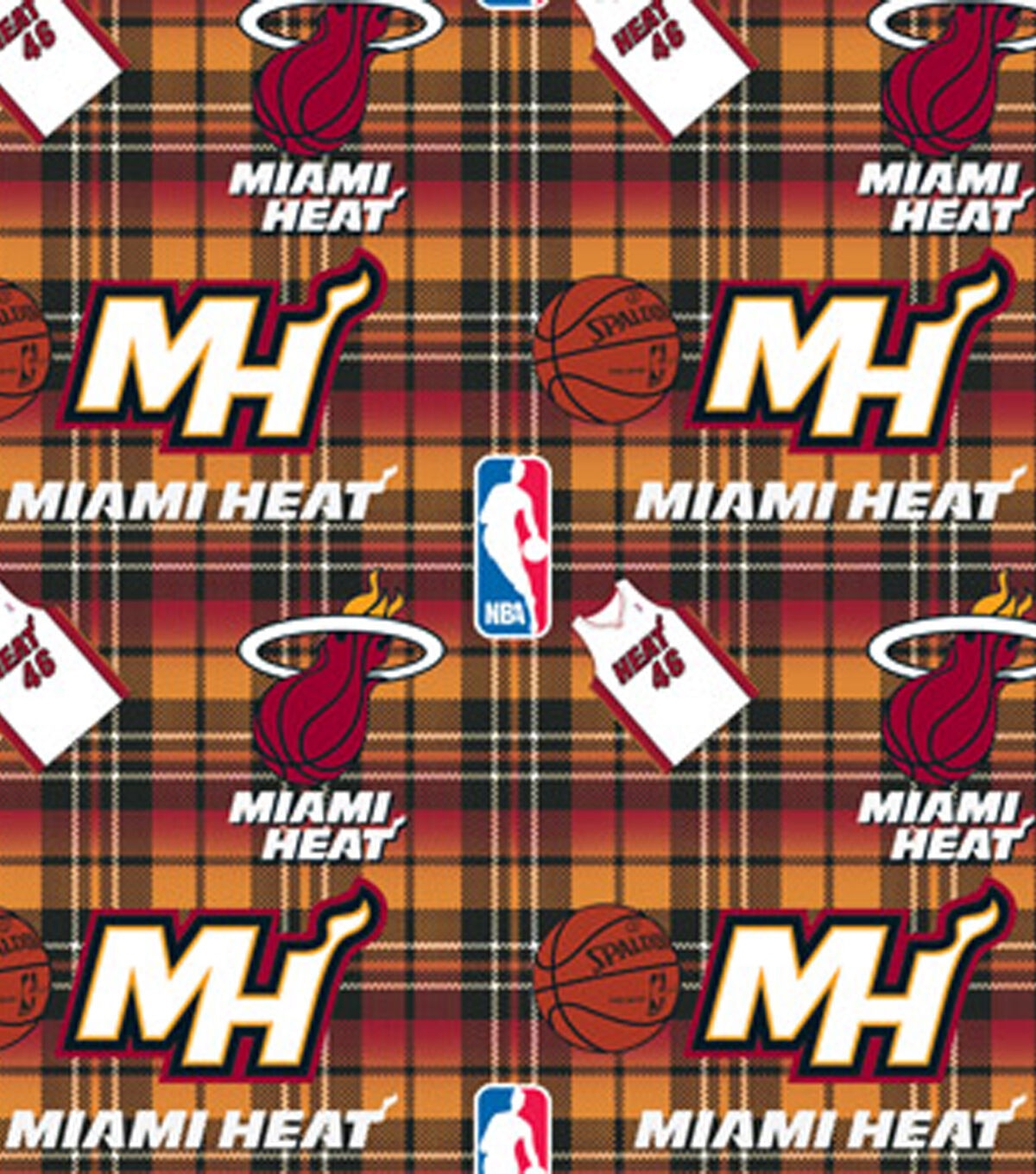 Miami Heat Fleece Fabric Plaid