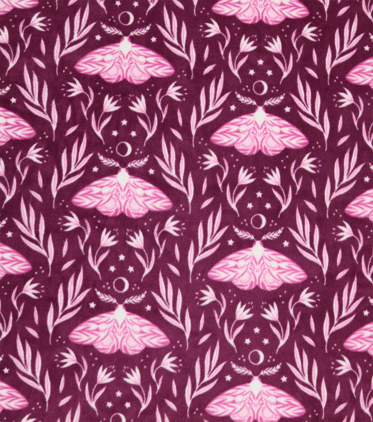 Pink Warm Cottage Moth Luxe Fleece Fabric