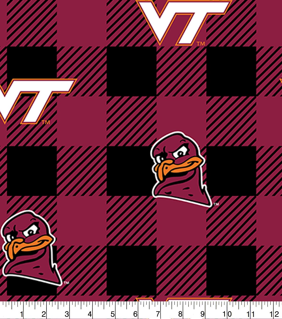 Virginia Tech Hokies Fleece Fabric Buffalo Check
