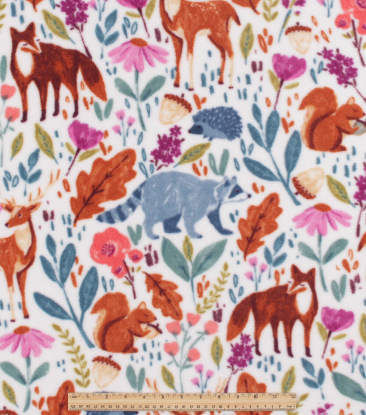 Watercolor Woodland Animals Anti Pill Fleece Fabric