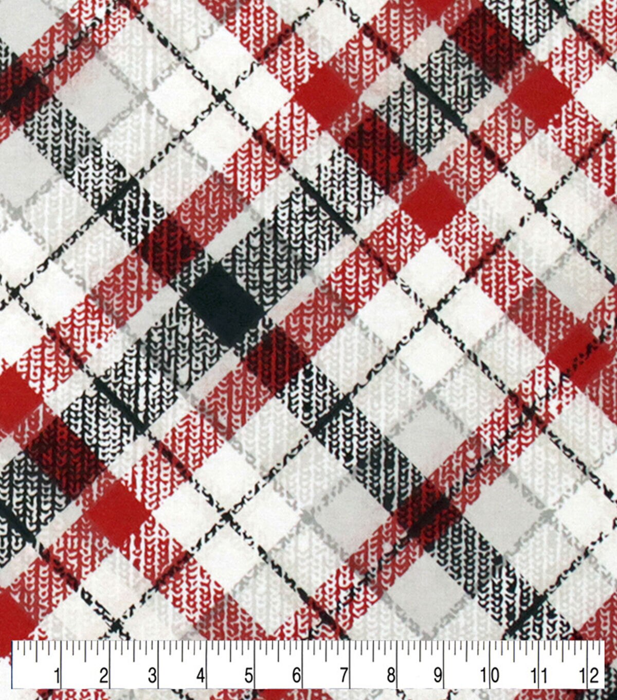 Gray Red Bias Plaid Super Snuggle Flannel Fabric
