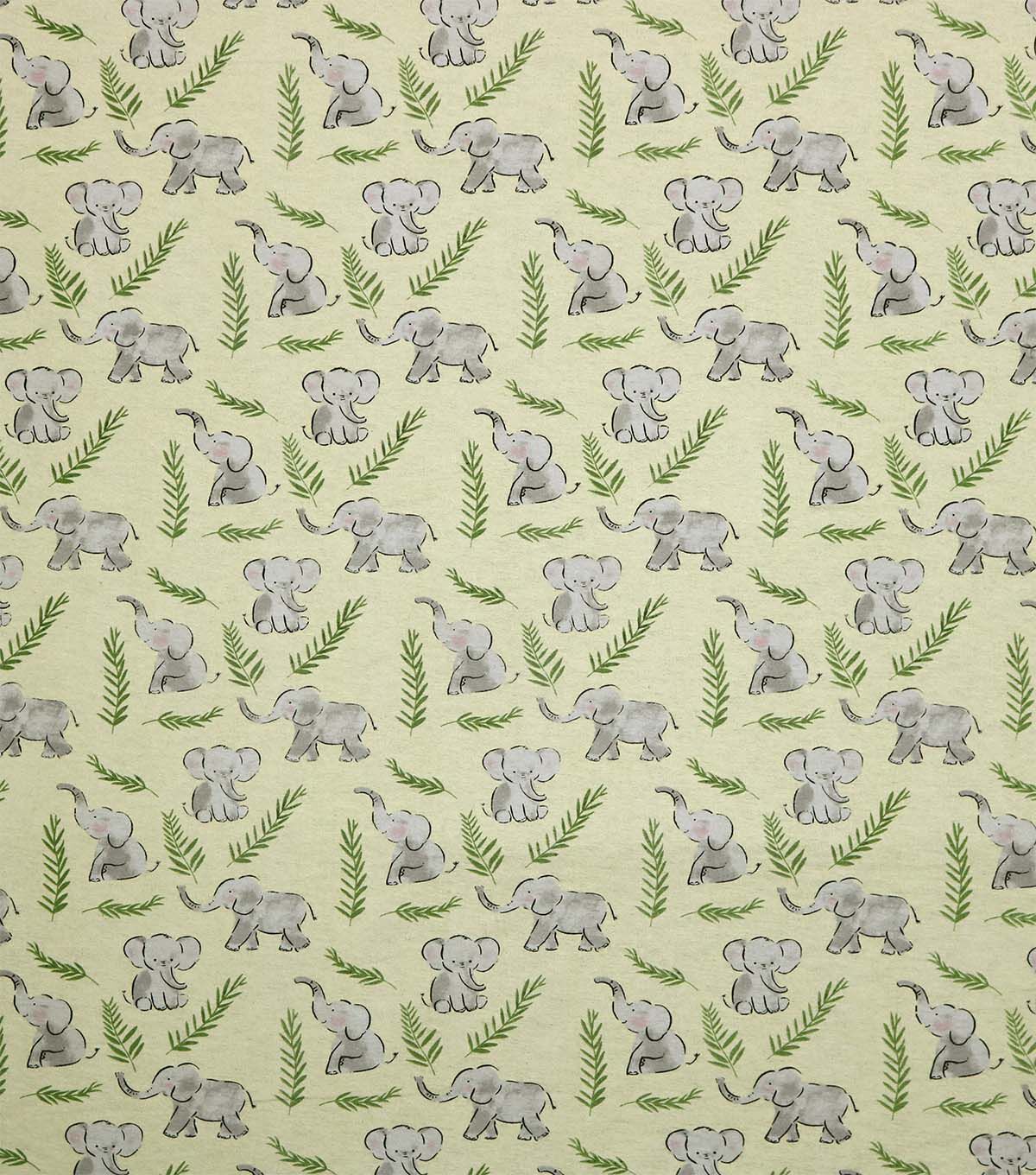 Sweet Elephants on Yellow Super Snuggle Flannel Fabric
