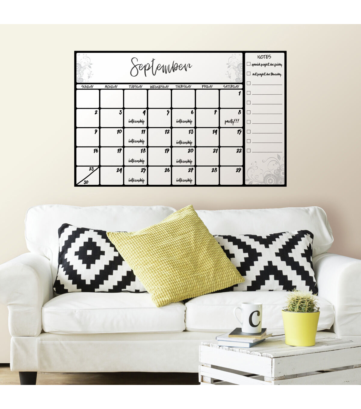 RoomMates Wall Decals Scroll Dry Erase Calendar