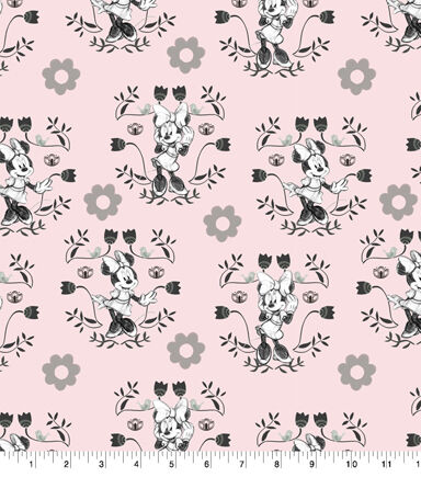Minnie Floral Badges Disney Cotton Fabric