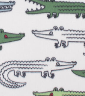 White & Green Hungry Alligators Blizzard Fleece Fabric